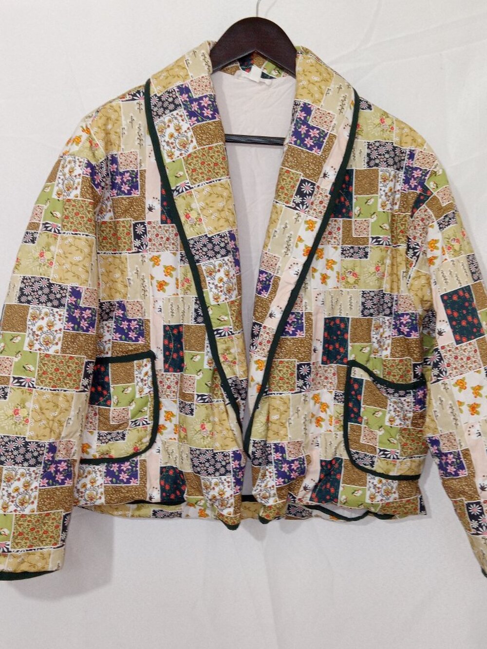 Entro Womens Quilted Patchwork Floral Cotton Jacket Cottagecore Boho S